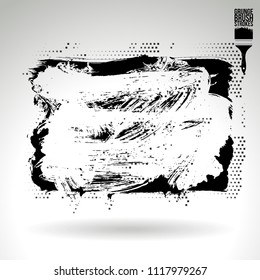 Black brush stroke and texture. Grunge vector abstract hand - painted element. Underline and border design.