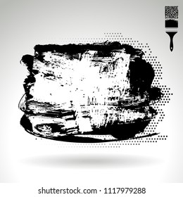 Black brush stroke and texture. Grunge vector abstract hand - painted element. Underline and border design.
