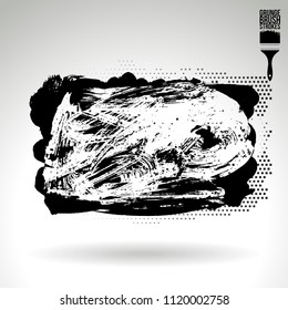 Black brush stroke and texture. Grunge vector abstract hand - painted element. Underline and border design.