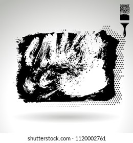 Black brush stroke and texture. Grunge vector abstract hand - painted element. Underline and border design.