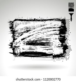 Black brush stroke and texture. Grunge vector abstract hand - painted element. Underline and border design.