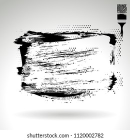 Black brush stroke and texture. Grunge vector abstract hand - painted element. Underline and border design.