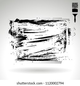 Black brush stroke and texture. Grunge vector abstract hand - painted element. Underline and border design.
