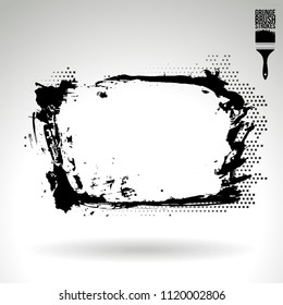 Black brush stroke and texture. Grunge vector abstract hand - painted element. Underline and border design.