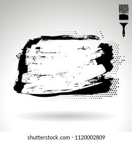 Black brush stroke and texture. Grunge vector abstract hand - painted element. Underline and border design.