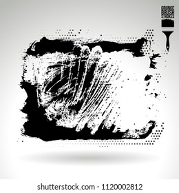 Black brush stroke and texture. Grunge vector abstract hand - painted element. Underline and border design.