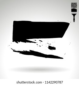 Black brush stroke and texture. Grunge vector abstract hand - painted element. Underline and border design.