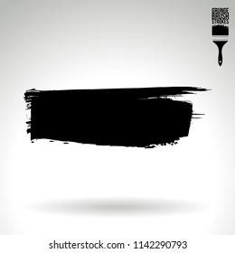 Black brush stroke and texture. Grunge vector abstract hand - painted element. Underline and border design.