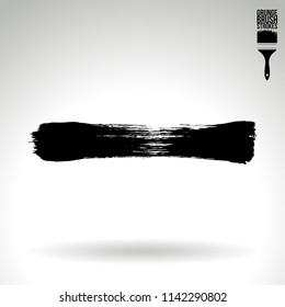 Black brush stroke and texture. Grunge vector abstract hand - painted element. Underline and border design.