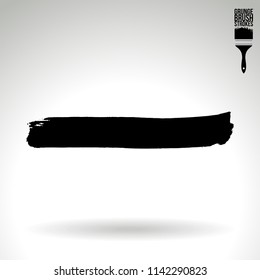 Black brush stroke and texture. Grunge vector abstract hand - painted element. Underline and border design.