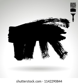 Black brush stroke and texture. Grunge vector abstract hand - painted element. Underline and border design.