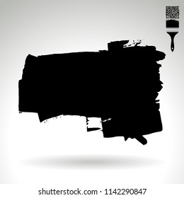 Black brush stroke and texture. Grunge vector abstract hand - painted element. Underline and border design.