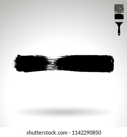 Black brush stroke and texture. Grunge vector abstract hand - painted element. Underline and border design.
