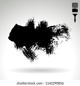 Black brush stroke and texture. Grunge vector abstract hand - painted element. Underline and border design.