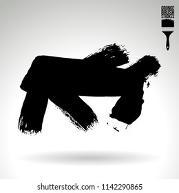 Black brush stroke and texture. Grunge vector abstract hand - painted element. Underline and border design.