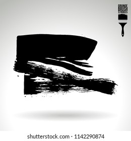 Black brush stroke and texture. Grunge vector abstract hand - painted element. Underline and border design.