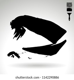 Black brush stroke and texture. Grunge vector abstract hand - painted element. Underline and border design.