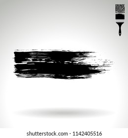 Black brush stroke and texture. Grunge vector abstract hand - painted element. Underline and border design.
