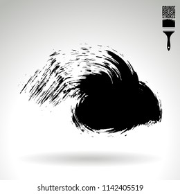 Black brush stroke and texture. Grunge vector abstract hand - painted element. Underline and border design.