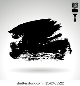 Black brush stroke and texture. Grunge vector abstract hand - painted element. Underline and border design.