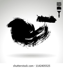 Black brush stroke and texture. Grunge vector abstract hand - painted element. Underline and border design.