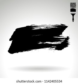Black brush stroke and texture. Grunge vector abstract hand - painted element. Underline and border design.