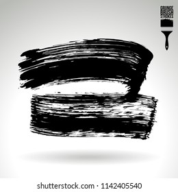 Black brush stroke and texture. Grunge vector abstract hand - painted element. Underline and border design.