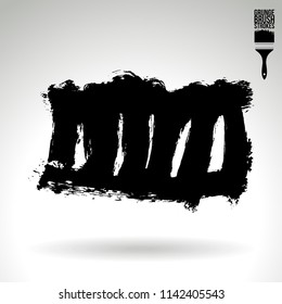Black brush stroke and texture. Grunge vector abstract hand - painted element. Underline and border design.