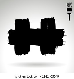 Black brush stroke and texture. Grunge vector abstract hand - painted element. Underline and border design.