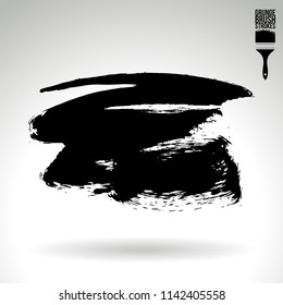 Black brush stroke and texture. Grunge vector abstract hand - painted element. Underline and border design.