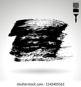 Black brush stroke and texture. Grunge vector abstract hand - painted element. Underline and border design.
