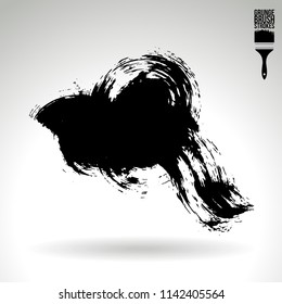 Black brush stroke and texture. Grunge vector abstract hand - painted element. Underline and border design.