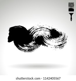 Black brush stroke and texture. Grunge vector abstract hand - painted element. Underline and border design.