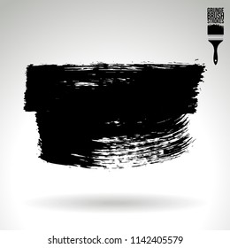 Black brush stroke and texture. Grunge vector abstract hand - painted element. Underline and border design.