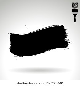Black brush stroke and texture. Grunge vector abstract hand - painted element. Underline and border design.