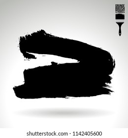 Black brush stroke and texture. Grunge vector abstract hand - painted element. Underline and border design.