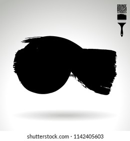 Black brush stroke and texture. Grunge vector abstract hand - painted element. Underline and border design.