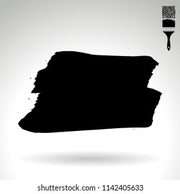 Black brush stroke and texture. Grunge vector abstract hand - painted element. Underline and border design.