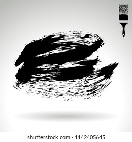 Black brush stroke and texture. Grunge vector abstract hand - painted element. Underline and border design.