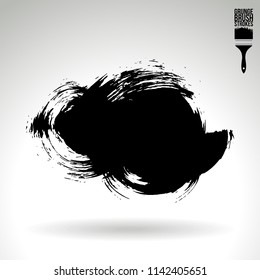 Black brush stroke and texture. Grunge vector abstract hand - painted element. Underline and border design.