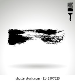 Black brush stroke and texture. Grunge vector abstract hand - painted element. Underline and border design.