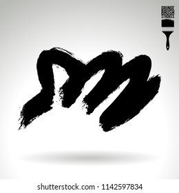 Black brush stroke and texture. Grunge vector abstract hand - painted element. Underline and border design.