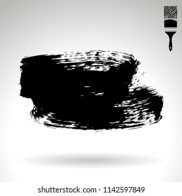 Black brush stroke and texture. Grunge vector abstract hand - painted element. Underline and border design.