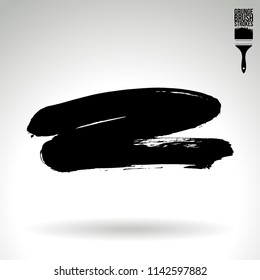 Black brush stroke and texture. Grunge vector abstract hand - painted element. Underline and border design.