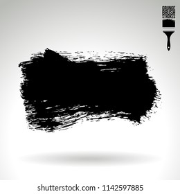Black brush stroke and texture. Grunge vector abstract hand - painted element. Underline and border design.