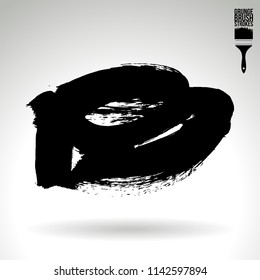 Black brush stroke and texture. Grunge vector abstract hand - painted element. Underline and border design.