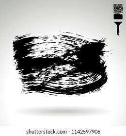 Black brush stroke and texture. Grunge vector abstract hand - painted element. Underline and border design.