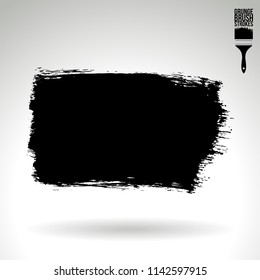 Black brush stroke and texture. Grunge vector abstract hand - painted element. Underline and border design.