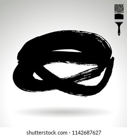 Black brush stroke and texture. Grunge vector abstract hand - painted element. Underline and border design.