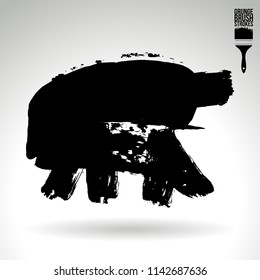 Black brush stroke and texture. Grunge vector abstract hand - painted element. Underline and border design.